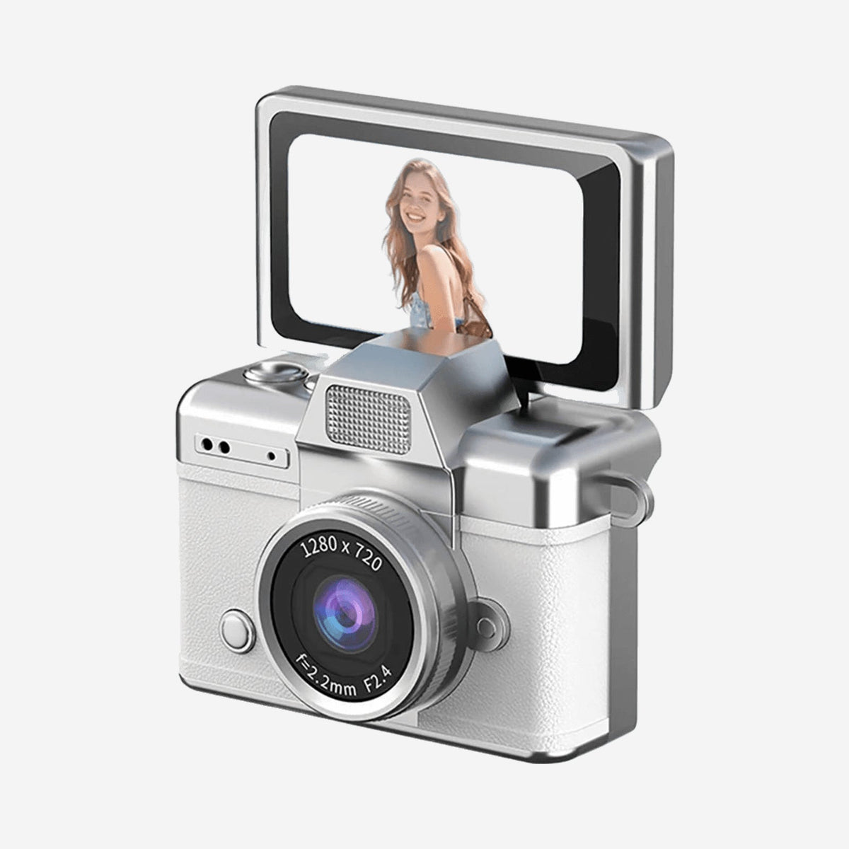 Mini retro thumb camera met 1,47 inch klapscherm – HD digitale camera met video-opname – Wit
