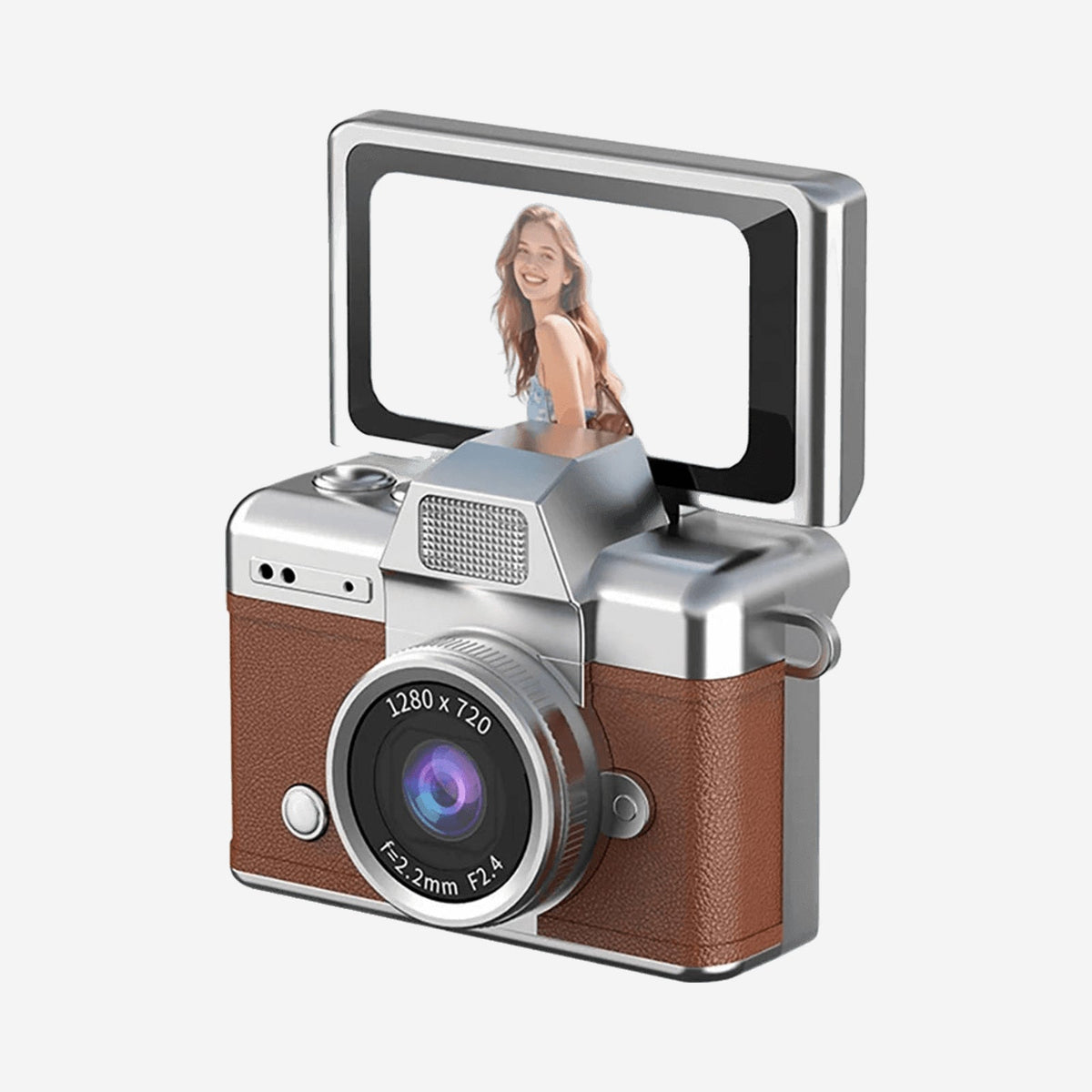 Mini retro thumb camera met 1,47 inch klapscherm – HD digitale camera met video-opname – Bruin