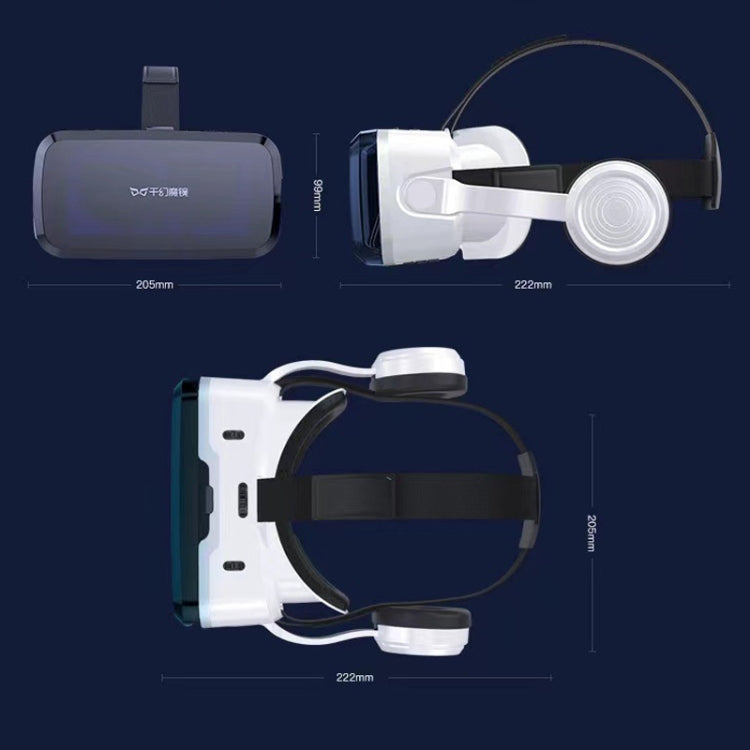 VR Shinecon G04BS VR bril met Bluetooth audio, afmetingen