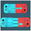 D3 rood-blauwe gamecontroller uitgeschoven