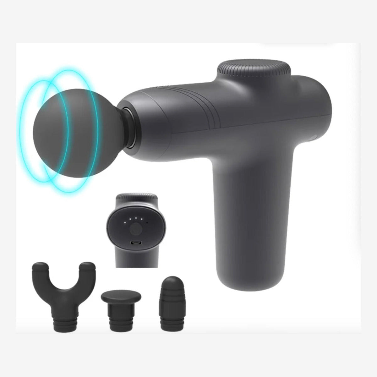 JM05S mini-massageapparaat zwart – bediening en laadpoort