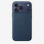 Merkloos geweven hoesje voor iPhone 17 Pro Max Blauw zonder logo – achteraanzicht