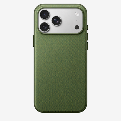 Merkloos geweven hoesje voor iPhone 17 Pro Max Groen zonder logo – achteraanzicht