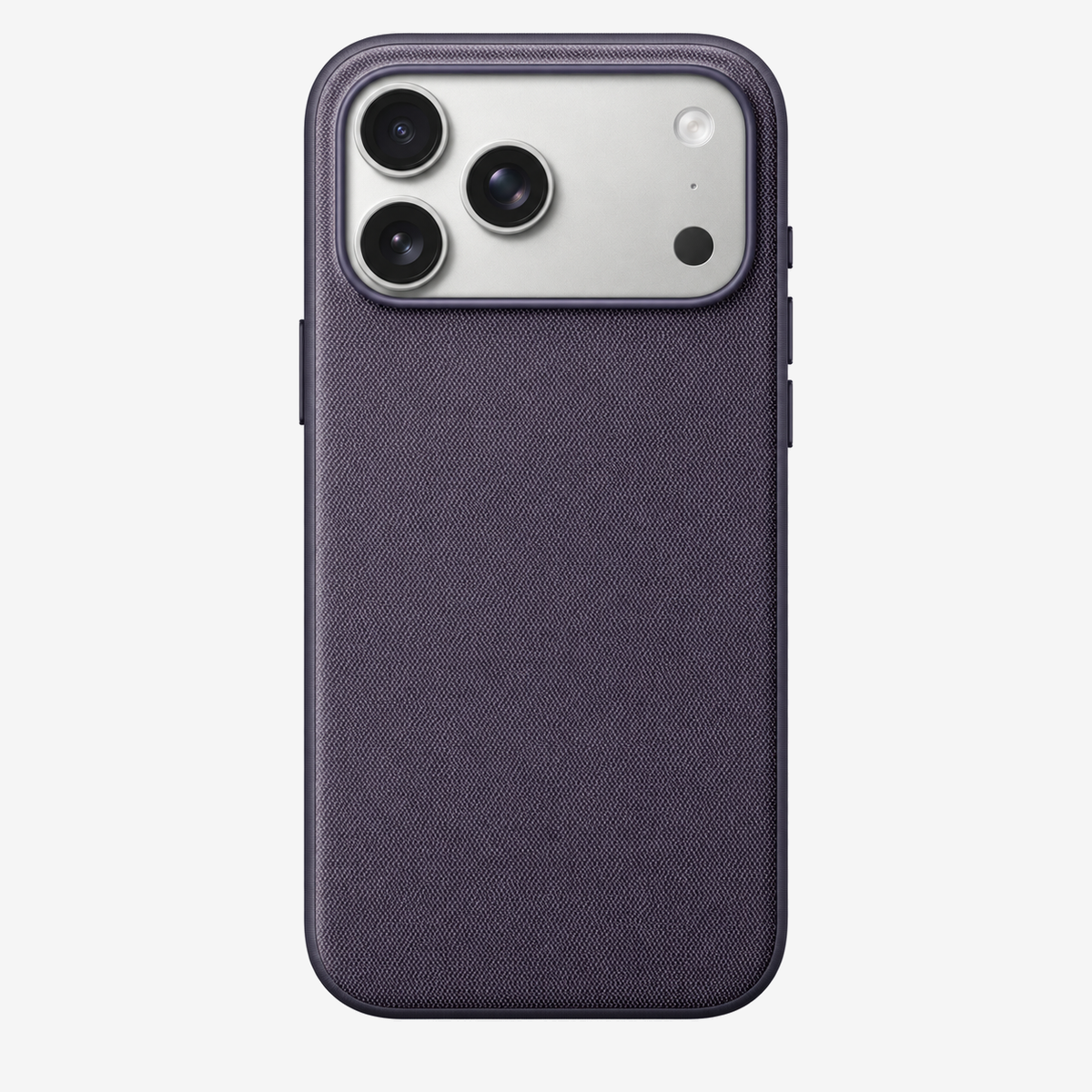 Merkloos geweven hoesje voor iPhone 17 Pro Max Paars zonder logo – achteraanzicht