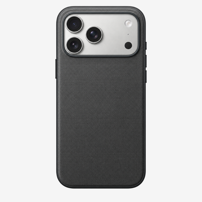 Merkloos geweven hoesje voor iPhone 17 Pro Max Zwart zonder logo – achteraanzicht