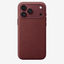 Merkloos geweven hoesje voor iPhone 18 Pro Max Bordeauxrood zonder logo – achteraanzicht