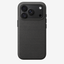 Merkloos geweven hoesje voor iPhone 18 Pro in Zwart, achteraanzicht, zonder logo, achtergrond #F5F5F5