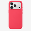 Siliconenhoesje voor iPhone 18 Pro in Bright Guava, achteraanzicht, zonder logo op lichtgrijze achtergrond
