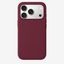 Siliconenhoesje voor iPhone 18 Pro in Burgundy, achteraanzicht, zonder logo op lichtgrijze achtergrond