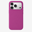 Siliconenhoesje voor iPhone 18 Pro in Magenta, achteraanzicht, zonder logo op lichtgrijze achtergrond