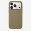 Siliconenhoesje voor iPhone 18 Pro in Olive, achteraanzicht, zonder logo op lichtgrijze achtergrond