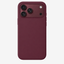 Siliconenhoesje voor iPhone 18 Pro Max in Burgundy, achteraanzicht, zonder logo op lichtgrijze achtergrond