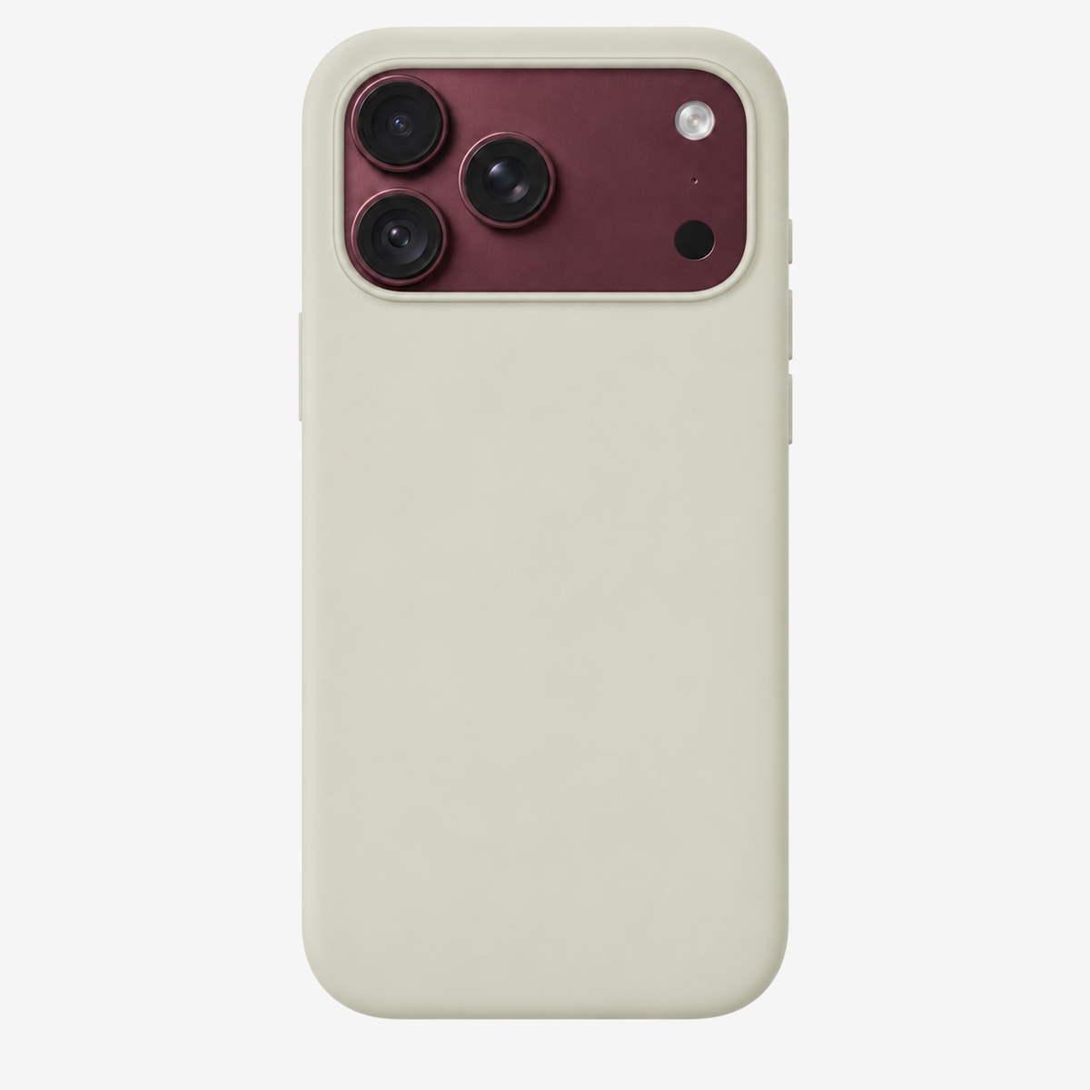 Siliconenhoesje voor iPhone 18 Pro Max in Vanilla, achteraanzicht, zonder logo op lichtgrijze achtergrond