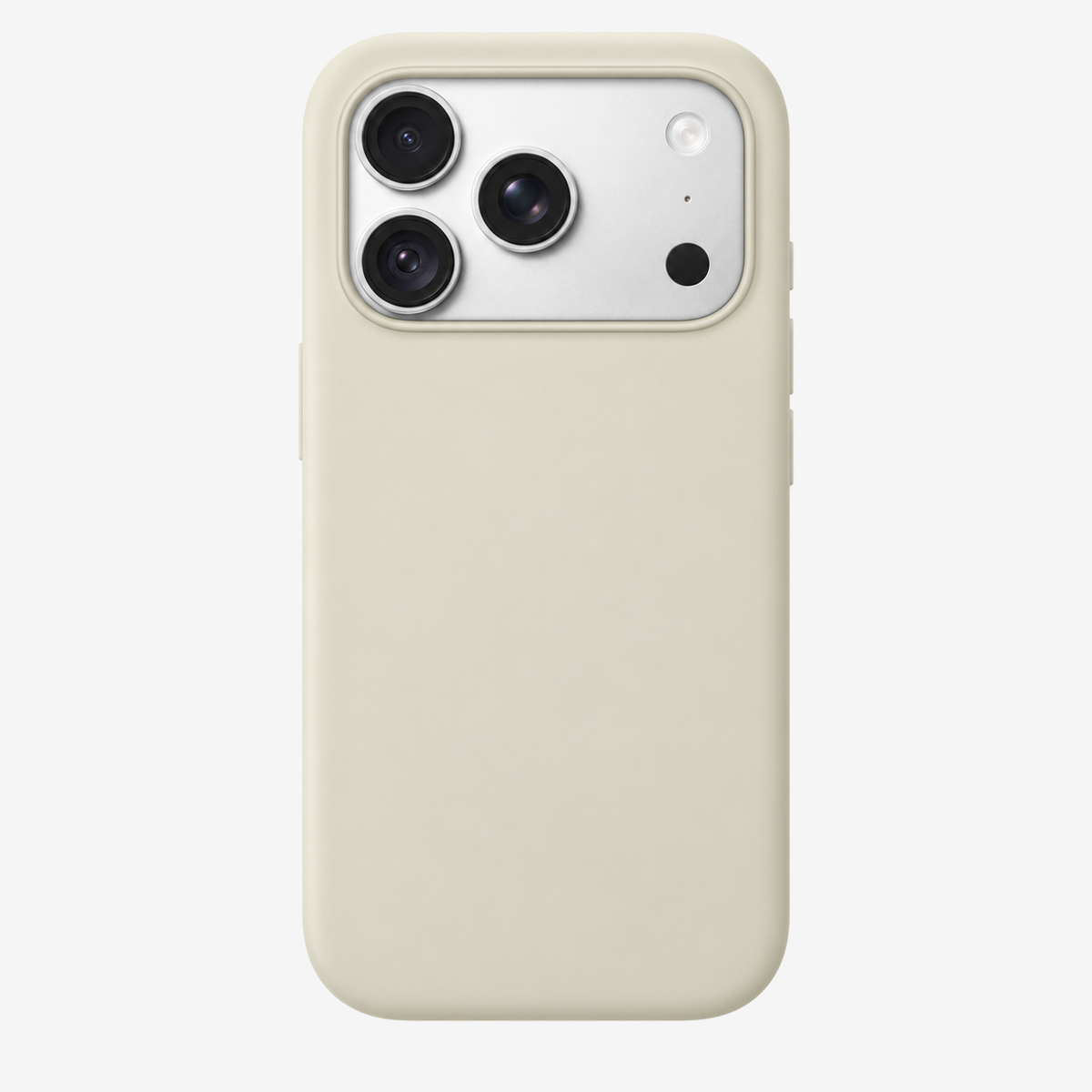 Siliconenhoesje voor iPhone 18 Pro in Vanilla, achteraanzicht, zonder logo op lichtgrijze achtergrond