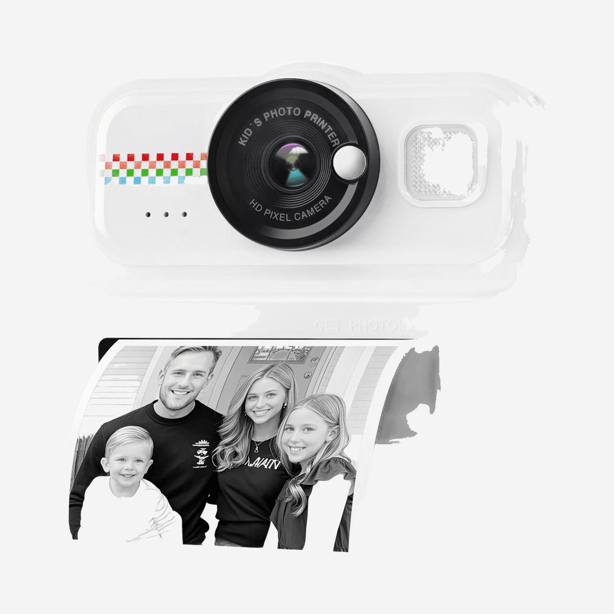 Instant Print Camera met Flitser, LCD Scherm en Draaibare Lens Direct Foto’s Printen