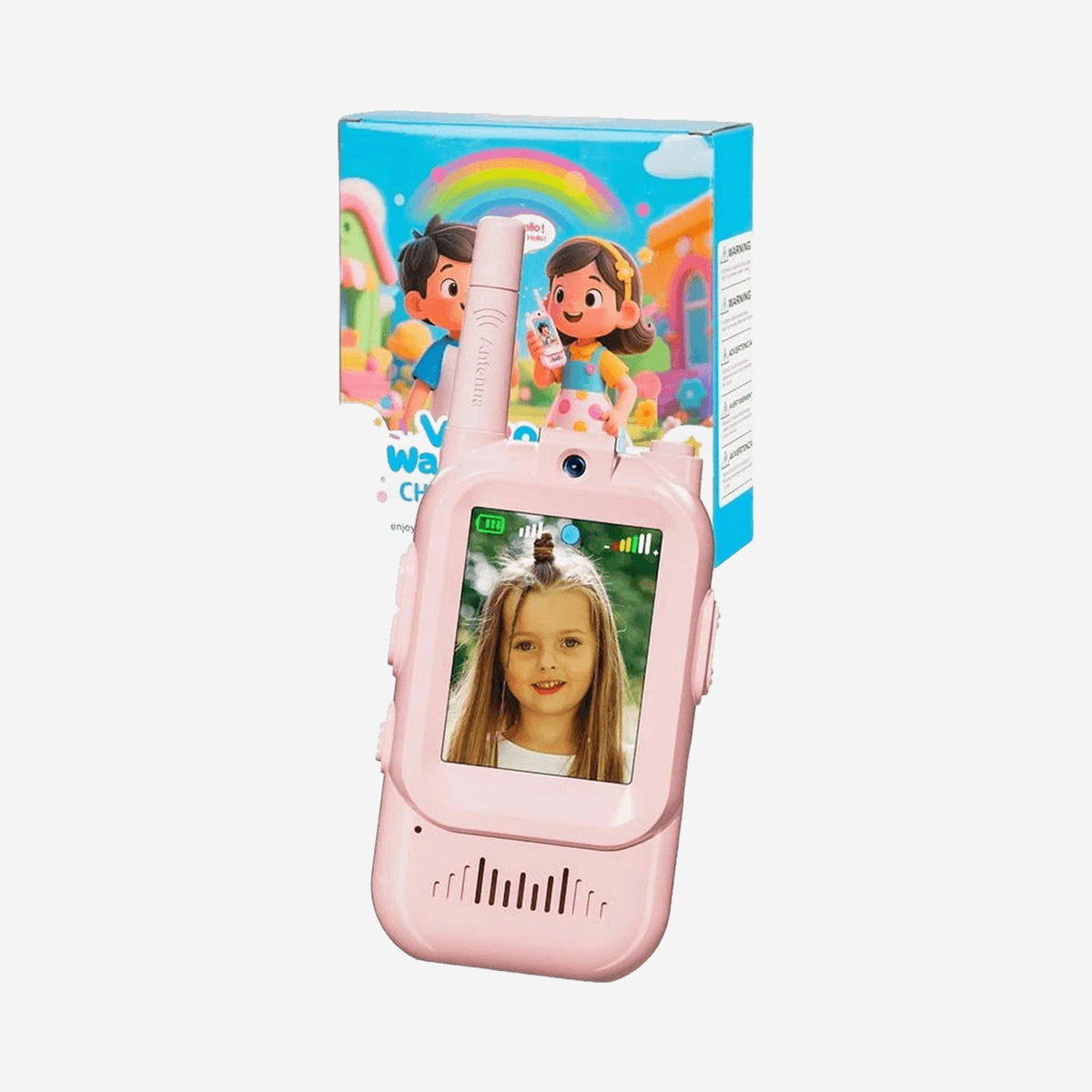 Roze video-walkietalkie met verpakking