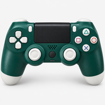 Merkloze PS4-controller Groen/wit (Alpine Green) – vooraanzicht (kleurillustratie)