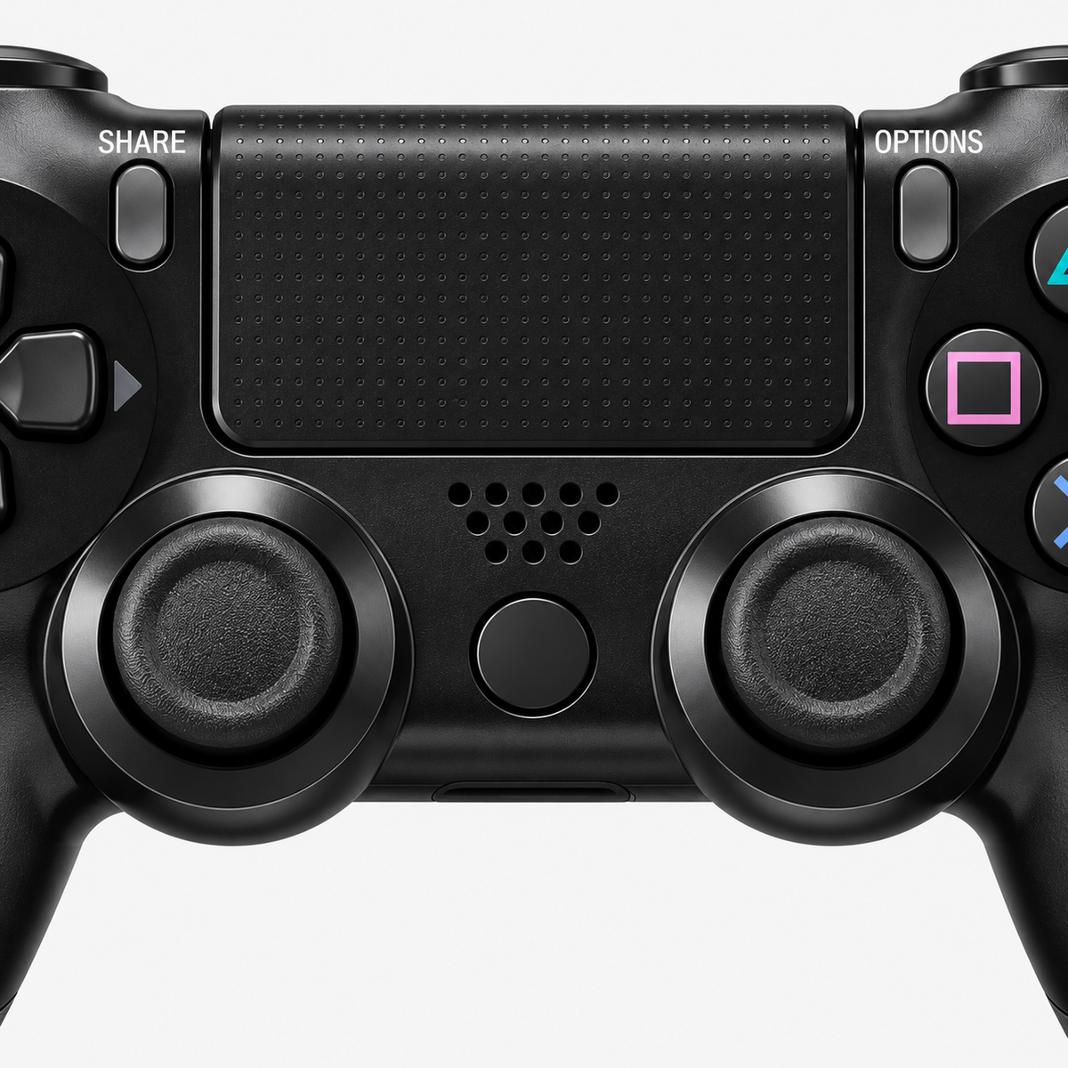 Merkloze PS4-controller Zwart (Jet Black) – detail analoge sticks (kleurillustratie)