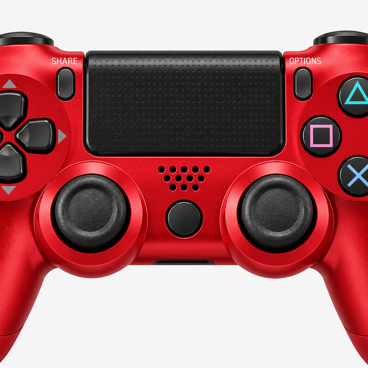 Merkloze PS4-controller Rood (Magma Red) – detail analoge sticks (kleurillustratie)