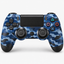 Merkloze PS4-controller Blauw camouflage (Blue Camouflage) – vooraanzicht (kleurillustratie)