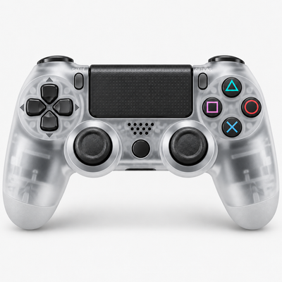 Merkloze PS4-controller Transparant (Crystal) – vooraanzicht (kleurillustratie)