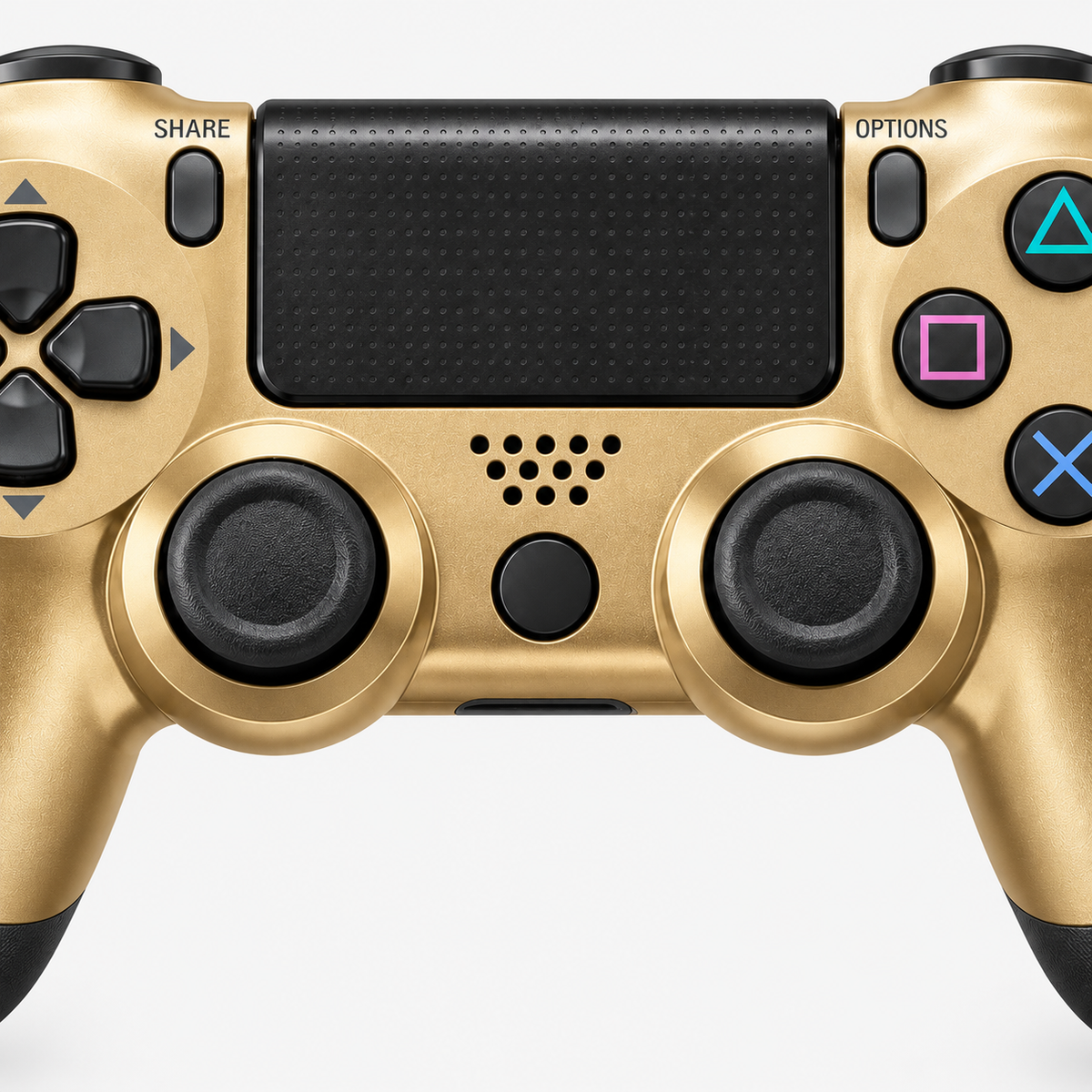 Merkloze PS4-controller Goud (Gold) – detail analoge sticks (kleurillustratie)