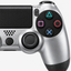 Merkloze PS4-controller Zilver (Silver) – detail actieknoppen (kleurillustratie)