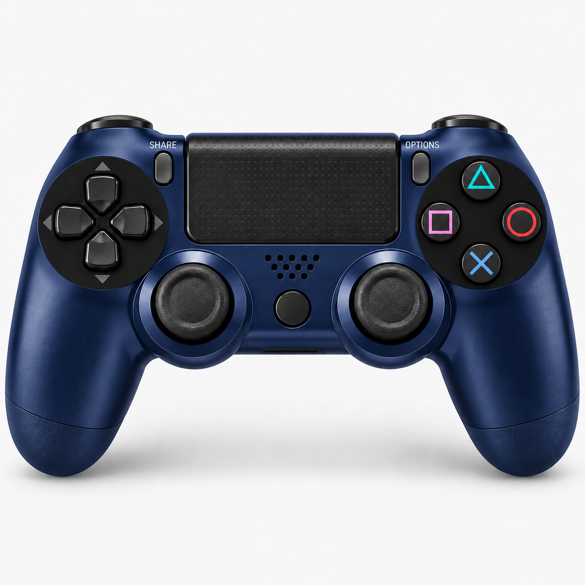 Merkloze PS4-controller Donkerblauw (Midnight Blue) – vooraanzicht (kleurillustratie)