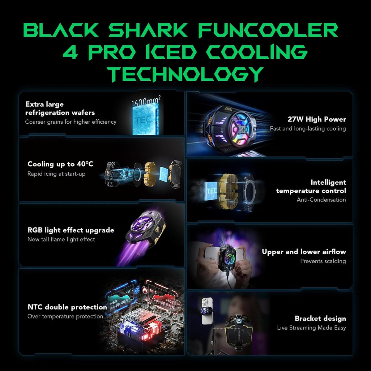 Black Shark FunCooler 4 Pro klemmodel, productbeeld 2
